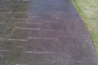 Stamped concrete with a polished stone look