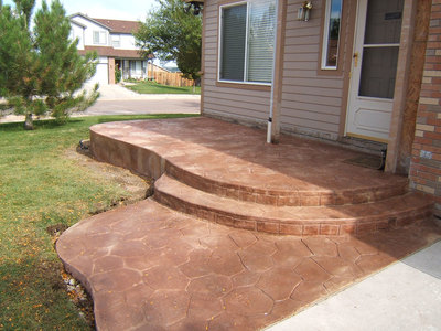 back patio made of stamped concrete
