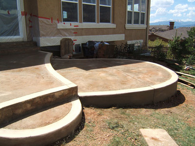 custom multi-level stamped concrete patio