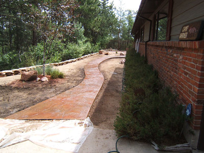 new stamped concrete walkway