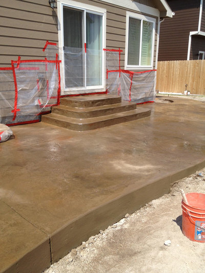 stamped concrete stairs and patio