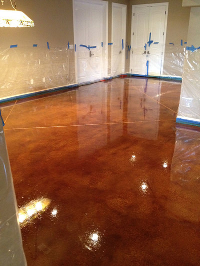 stained and polished concrete project in progress