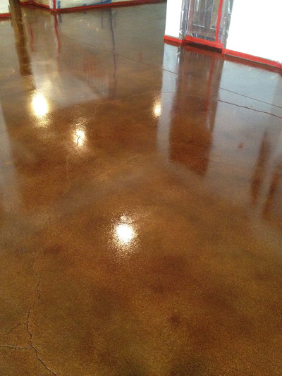 Completed stained and polished concrete floor