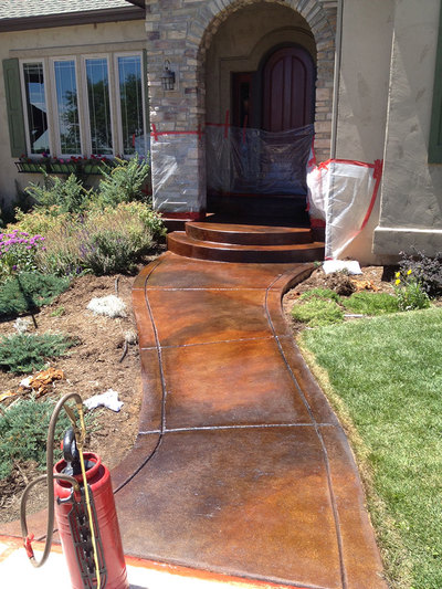 stained and polished concrete front walkway