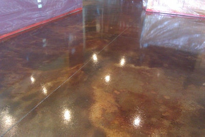 dark stained and polished concrete floor