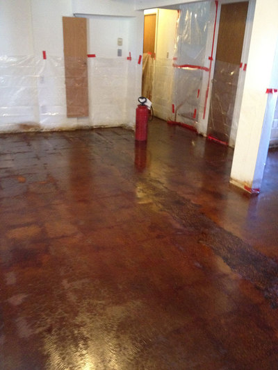 stained and polished concrete flooring project