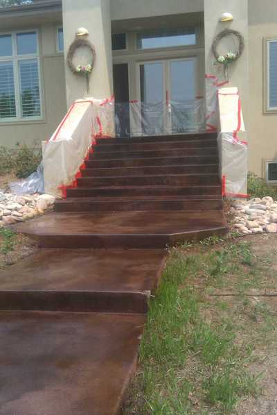 stained and polished concrete stairway Colorado springs